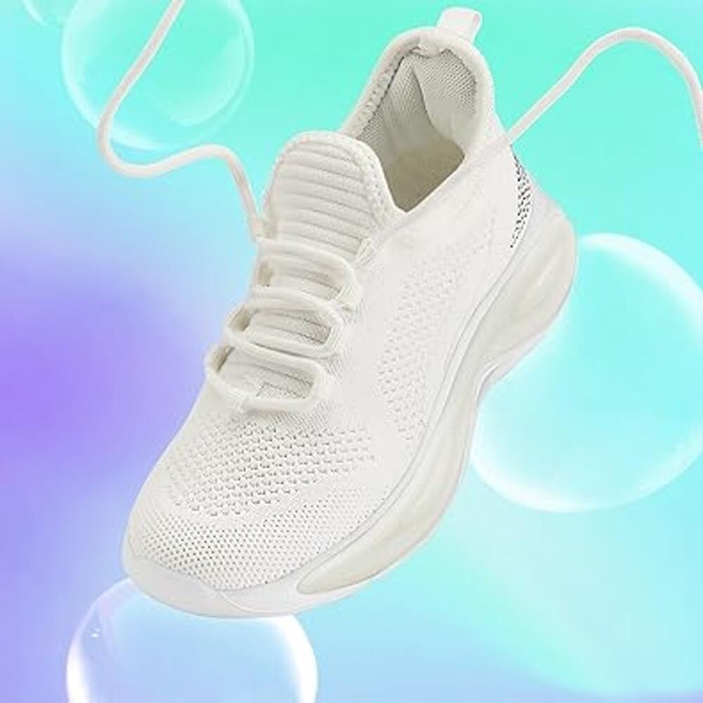 New Runside Little Girls Size 12 White Lace Up Rhinestone Sneaker Tennis Shoes - Picture 2 of 6